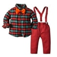 thumbnail image 2 of BULLPIANO Baby Boy Suit OutfitsTuxedo Long Sleeve Gentleman Shirt with Bowtie Suspender Pants Kids Wedding Suits for Boys, 2 of 8