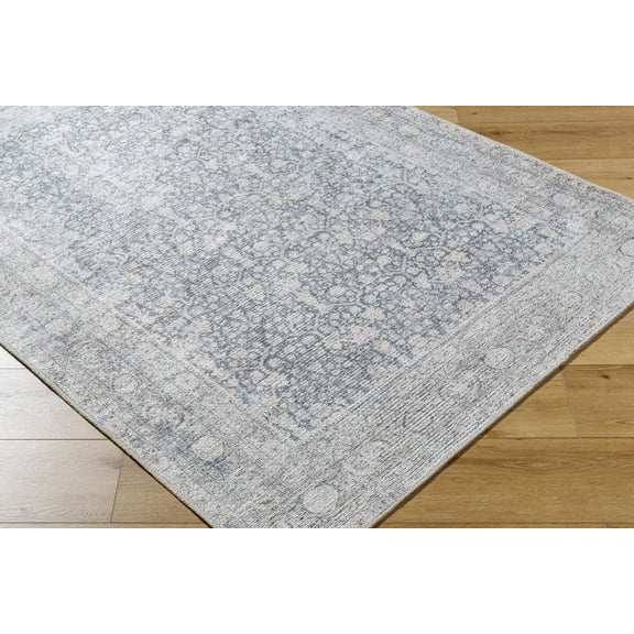 Thera Traditional Area Rug - Blue, Navy Blue, Off White - 2' x 2'11"