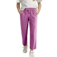 thumbnail image 3 of Bovxnpu Girls Cotton Casual Pants Linen Cotton Girls Long Casual with Pockets Drawstring Waist Pants, 3 of 9