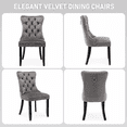 thumbnail image 5 of PAPROOS Dining Chairs Set of 4, Upholstered Velvet Dining Chair with Nailhead Trim and Solid Wood Legs, Tufted Button Padded Dining Chairs Set for Kitchen Dining Room, Gray, 5 of 8