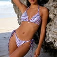 thumbnail image 4 of Swimsuit for Women Printed Halter Triangle Bikini Set, String Tie-Side Bottoms, Floral Pattern Swimwear for Beach and Pool Purple XL, 4 of 9