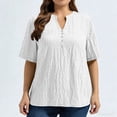 thumbnail image 2 of GigrtiJin Plus Size T Shirts for Womens Summer Short Sleeve Tees Loose Casual Solid Color Pull On V Neck Basic T Shirts XL-5XL, 2 of 5