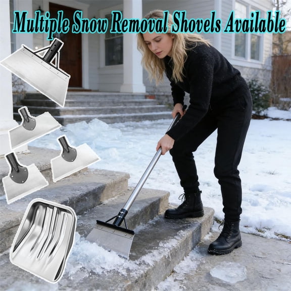 8.3" with 4ft Stainless Steel Rod Heavy Duty Functional Cleaning Shovel with Handle, Snow Removal Shovel for Driveway Sidewalk , Portable Outdoor Tool for Ice Snow and Daily Cleaning Tasks, HAODEJW