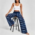thumbnail image 5 of Women’s Stripe Casual Trousers - Elastic Waist Wide Leg Pants with Pockets - Loose Casual Home Loungewear Bottoms, 5 of 6