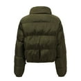 thumbnail image 5 of Stichou Women's 2025 Winter Long Sleeve Zip Puffer Jacket Pockets Baggy Short Coats Army Green L, 5 of 7