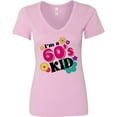 thumbnail image 3 of Inktastic I'm a 60's Kid 1960's Style Colorful Flowers Women's V-Neck T-Shirt, 3 of 5
