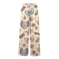 thumbnail image 6 of WTOBBY Women's Casual Halloween Print Elastic Waist Drawstring Pockets Wide Leg Straight Trousers, Seasonal Novelty Comfort Pants,Khaki L, 6 of 6