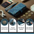 thumbnail image 5 of CaseMe Case for Google Pixel 11 Pro XL Wallet Case for Women Men, Fashion Durable PU Leather Magnetic Flip Lanyard Strap Wristlet 10-Card Holder Zipper Wallet Phone Case,Blue, 5 of 8