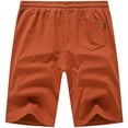 thumbnail image 2 of QPNGRP Men's Workout Stretch Shorts Casual Drawstring Elastic Zipper Pockets Caramel 36, 2 of 8