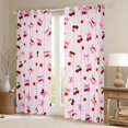 thumbnail image 2 of Manfei Red Cherry Pink Bow Print Curtains Pack of 2 (42x84 Each) for Girls, Cute Fruit Ribbon Bows Curtains Blackout, 2 of 6