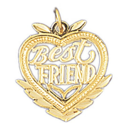 14K Yellow Gold Best Friend In Heart Pendant - 22 mm