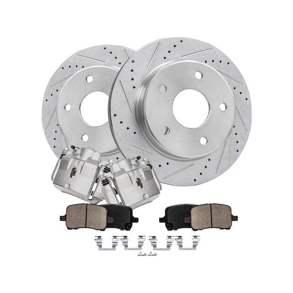 Front Brake Pad Rotor and Caliper Set - Compatible with 2004 - 2012 Chevy Malibu 2005 2006 2007 2008 2009 2010 2011