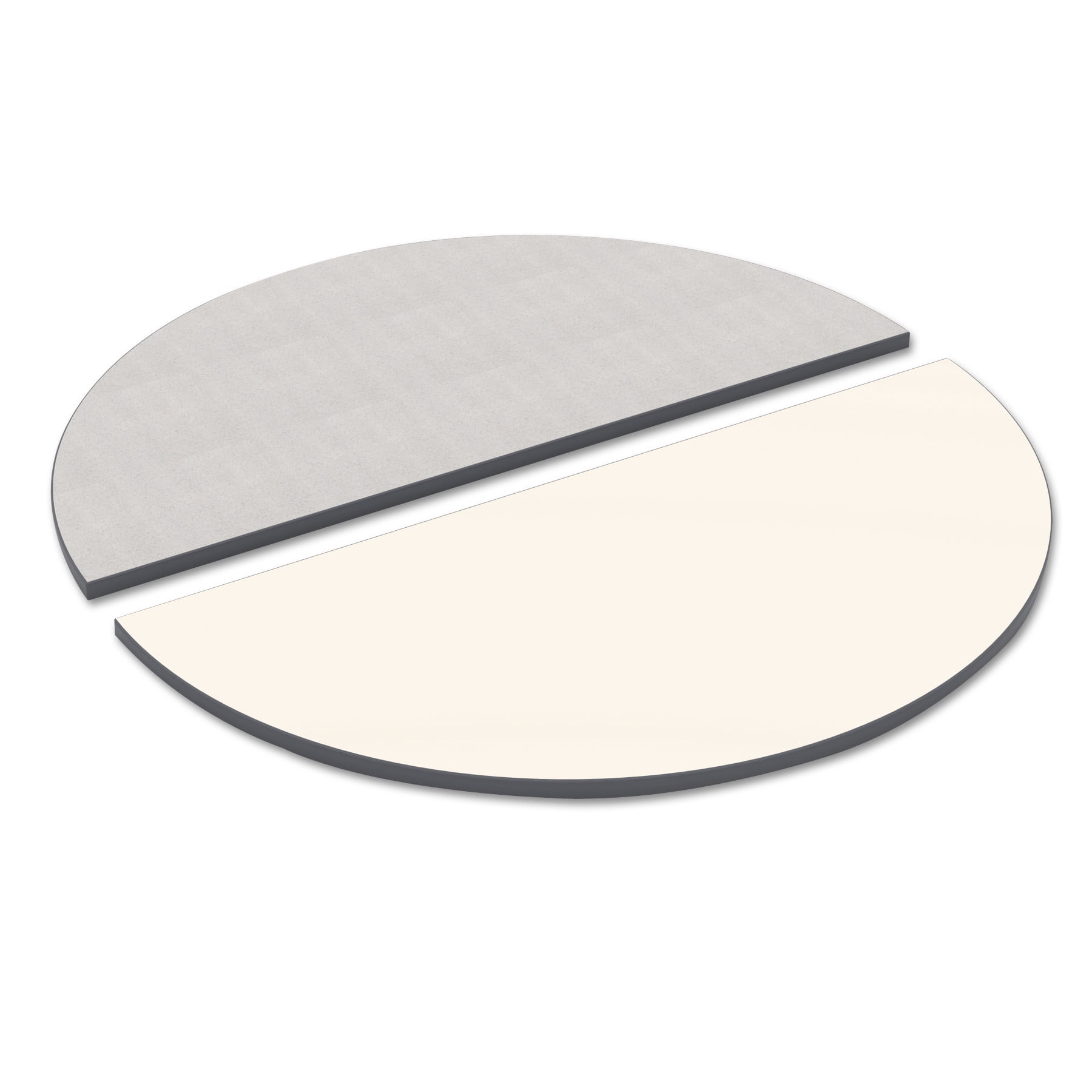 Alera Reversible Laminate Table Top, Half Round, 48w x 24d, White/Gray