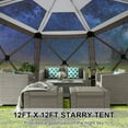 thumbnail image 6 of COBIZI 12x12 Pop-up Gazebo Starry Sky Screen Canopy Tent Screen House for Camping, Screen Room with Mosquito Netting, Hub Tent Instant Screened Canopy with Carrying Bag and Ground Stakes, Brown, 6 of 10