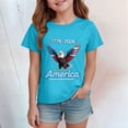 thumbnail image 2 of PEASKJP Girls Patriotic Shirt Kid 4th of July T-Shirts Boys Girls American Flag Shirt Patriotic Top Short Sleeve Tees,Size 7-8 Years, 2 of 4