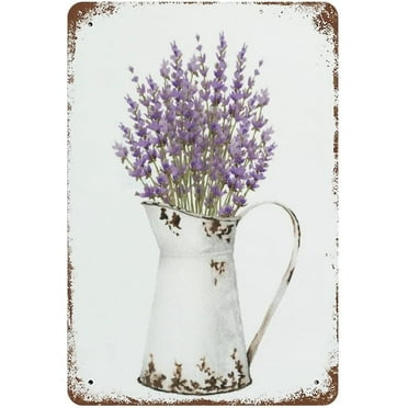 Sdmnsg-T Vintage Garden Lavender Flowers Metal Tin Sign RetroTin Sign Flower Lavender Metal Wall 12*8 inch
