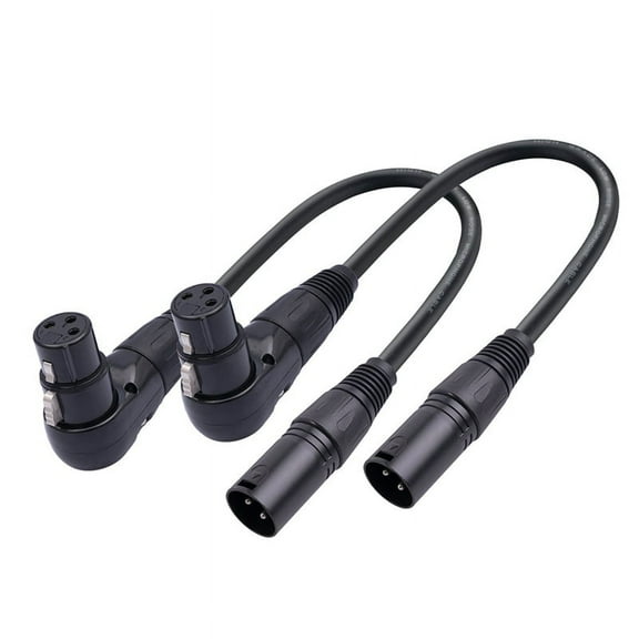 2Pcs 3 Pin XLR Right Angle Male to Female Plug Microphone Audio Cable 90 Degree XLR Female to Straight XLR Male Cable