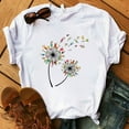 thumbnail image 3 of CALAFEBILA Ladies Tshirts Clearance Under $5 Crop Women's T-Shirt,Womens Fashion Floral Print T-shirt Summer Short Sleeve Crew Neck Women's Tops, 3 of 6