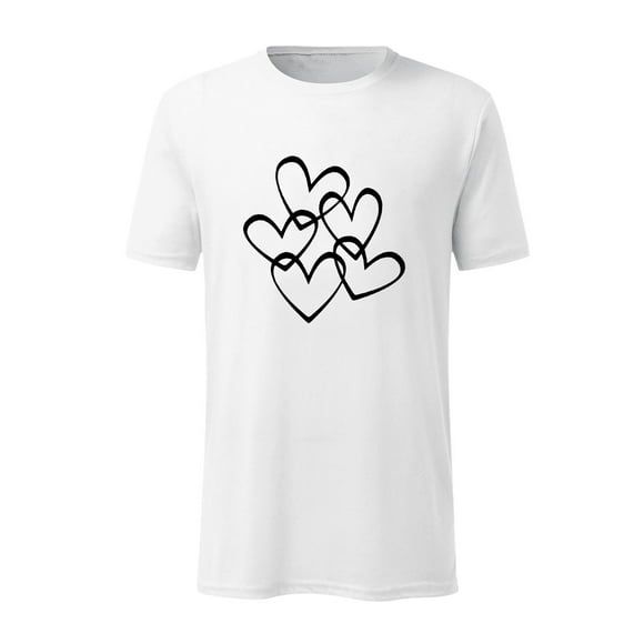 RKSTN Mens Shirts Short Sleeve Valentine's Day Solid Color Casual Short-sleeved White Printed T-shirt Top Hawaiian Shirts for Men