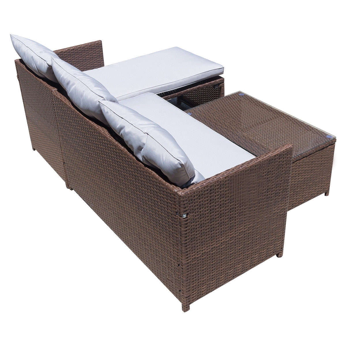 Costway 3PC Outdoor Patio Sofa Set Rattan Wicker Deck Couch Garden Furniture