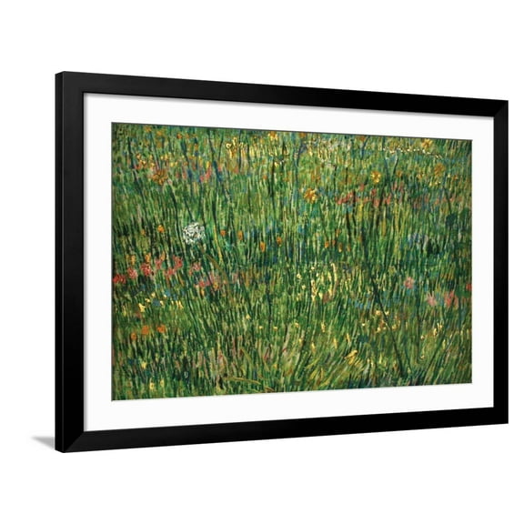 Art.com Patch of Grass by Van Gogh Art Print by Vincent van Gogh, Black Frame Wall Art, 44" x 32"