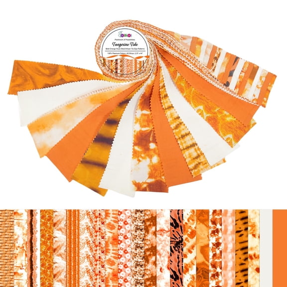 Soimoi Jelly Roll Fabric Strips for Quilting, Precut Fabric for DIY, 40 Strip Assorted Bundle, Jelly Roll For Scrapbooking, Perfect Quilting Fabric for Sewing, Craft, Home Decor, Rug - Tangerine Tide