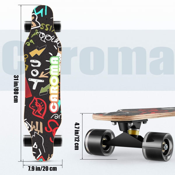 Caroma 31" Deck Cruiser Longboard Double Kick Skateboard Toy for Kids Children Beginners - Walmart.com