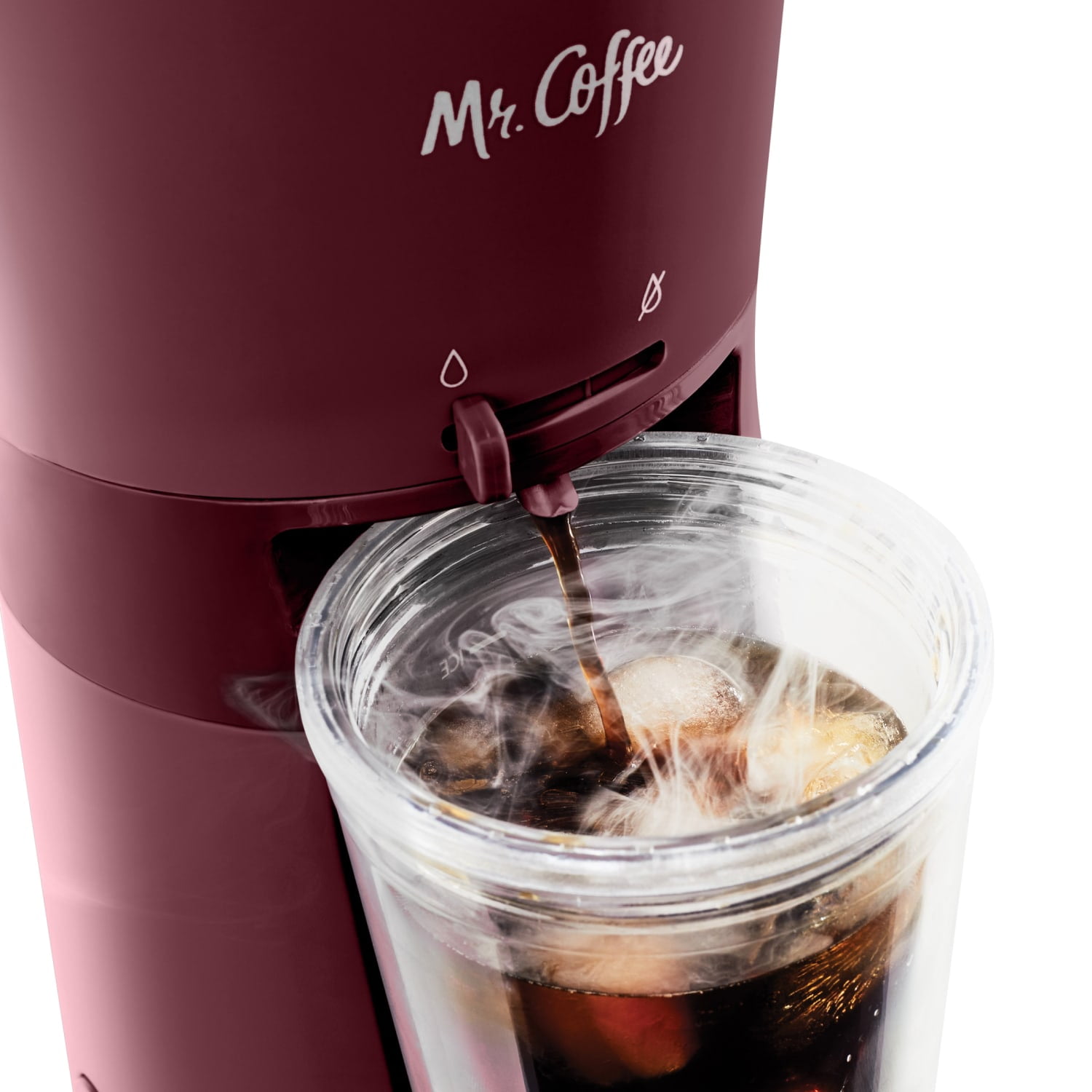 Mr. Coffee Iced Coffee Maker with Reusable Tumbler and Coffee Filter, Burgundy