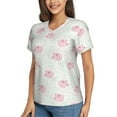 thumbnail image 5 of Yiaed Cute Pigs Print Women's T Shirt V-Neck Short Sleeve Shirt Casual Breathable Tee Summer Tops-3X-Large, 5 of 5