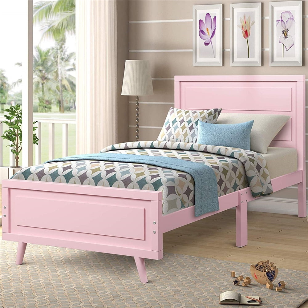 Pink Twin Bed Frame, Modern Wood Platform Bed Frame Uganda Ubuy