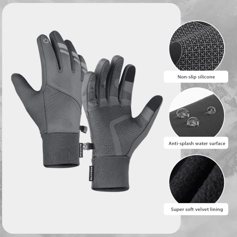 XL,Black Winter Gloves Touch Screen Warm Glove Cold Weather Windproof Waterproof Bicycle Cycling with Reflective Print Windproof Soft Gloves for Cold Weather Outdoor Running Hiking Motorcycle