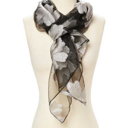 Burberry Silk Scarf - White Fashionable Womens Scarf Soft Silk Neck Wraps for Winter Spring Floral Silk Wraps Summer Casual Style Women Stoles Shawl Gifts Ideas for Ladies by Oussum