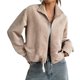 thumbnail image 1 of Chaqueta de Larga con Solapa y Cremallera para Mujer, Estilo Retro de , con Hombros Caídos, para Otoño e Invierno. Rosa XXL, 1 of 9
