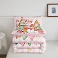 thumbnail image 5 of Manfei Festive Gingerbread Men Full Size Comforter Sets,Christmas Tree Snowman Bedding Comforter Set,Pink Green,Pink Reversible,3 Pieces,1 Comforter and 2 Pillowcases, 5 of 7