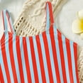 thumbnail image 5 of Byoo Toddler Girl One Piece Swimsuit Retro Vertical Striped Graphic Sleeveless Pool Vacation Soft Bathing Suit, 5 of 8