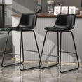 thumbnail image 2 of GIKPAL Bar Stools 26" Faux Leather Counter Height Barstools with Back Set of 2, Modern Counter Stools with Metal Legs and Footrest, Armless Chairs with Back for Kitchen Living Room Pub, Black, 2 of 7
