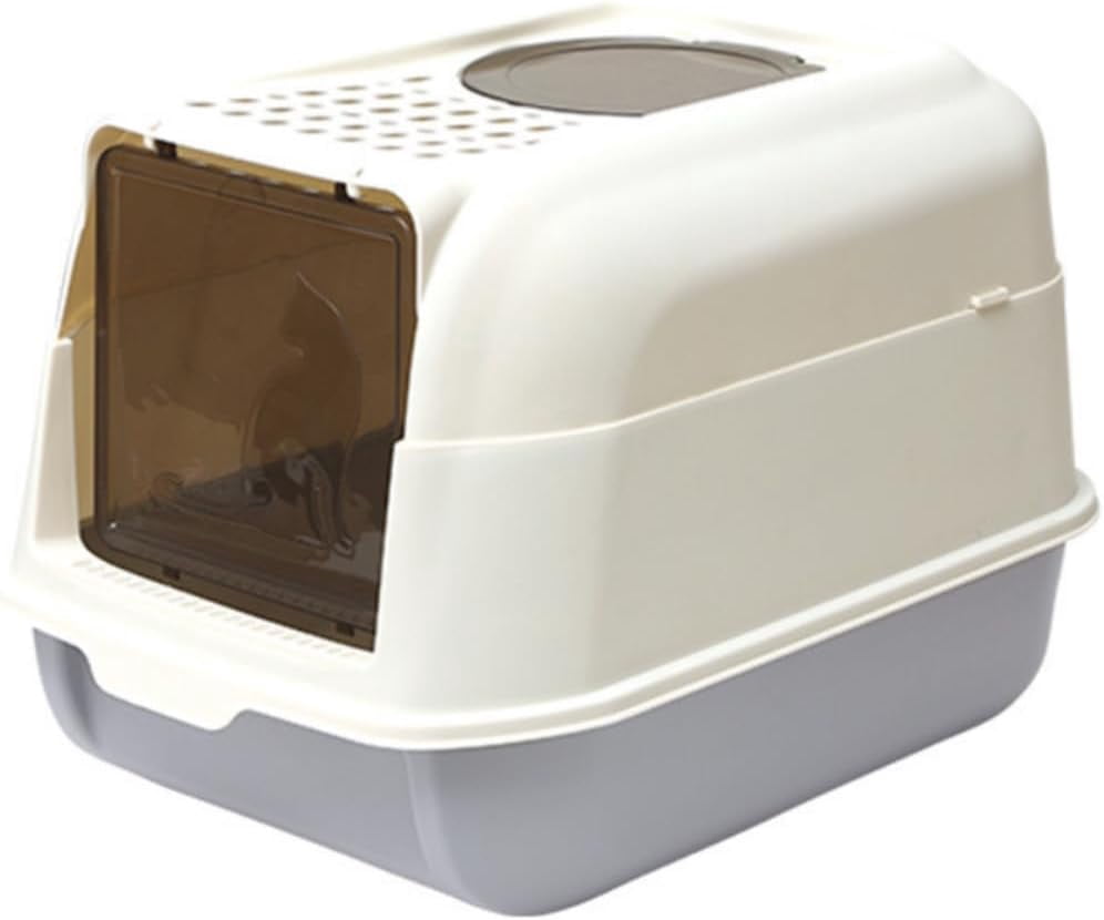 Fully Enclosed Cat Litter Box with Lid, Splash-Proof and Leak-Proof, High Edges, Odorless Design, Gray