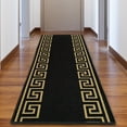 thumbnail image 6 of Runner Rug for Hallway Greek Key Print Design Black Gold Color 26 Inch or 31 Inch Wide by Your Length Choice Slip Resistant Rubber Backing Stain Resistant Pile Stair Runner, 6 of 6