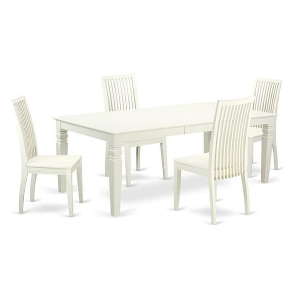 East West Furniture LGIP5-LWH-W 5 Piece Dining Room Set, Linen White