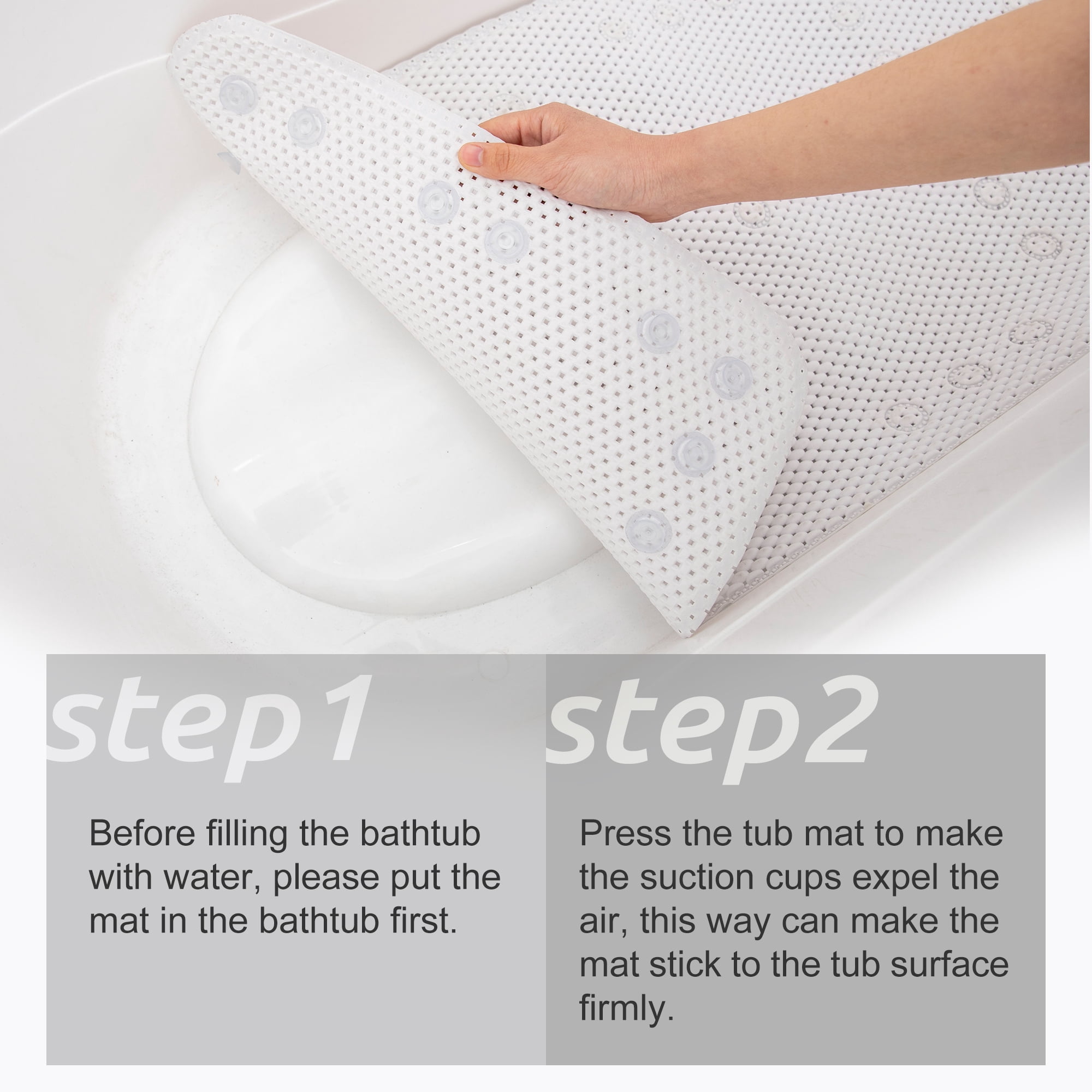 Ray Star Bathtub Mat Non-Slip Shower Mats for Tub, 36×17 Inch, Bath Mat for Tub with Suction Cups and Drain Holes, Washable, Soft on Feet, Easy Clean