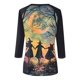 thumbnail image 5 of Camisa para mujer, moda informal, manga raglán, cuello redondo, manga 3/4, suelta, camiseta estampada de Halloween, top para mujer, 5 of 7