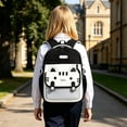 thumbnail image 2 of CUZIBR Lightweight Kids Backpack Cute Cat Print Color Block Multi Zipper Compartments Adjustable Breathable Shoulder Straps Bookbag For Teen Girls Campus Daily Travel Outdoor Sports, 2 of 5
