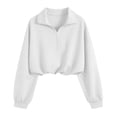 thumbnail image 6 of VV AVEORS Womens Cropped Sweatshirts Mock Neck Quarter Half Zip Pullover Workout Hoodie Sweater Fall Trendy Fashion Jackets White S, 6 of 7