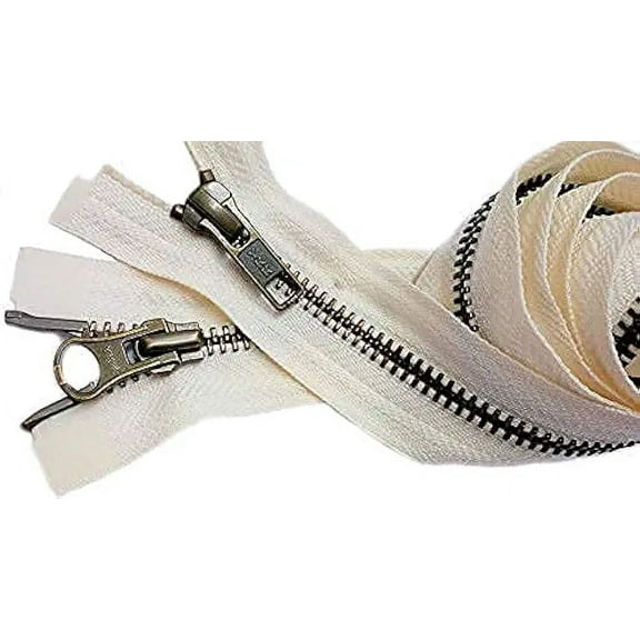 YKK® 22" Parka Zipper YKK #5 "2-Way Antique Brass ~ Jacket ~ Separating Color 801 Off White (1 Zipper/Pack)