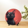 thumbnail image 6 of Daiia Cute Black Kitten Cartoon Printed Pattern Ceramic Plate Dinner Plates Bone China Decorative Plates with Display Stand Art Ceramic Ornaments for Wall Hanging Decoration-8in, 6 of 6