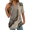 thumbnail image 2 of Weiqiqre Womens Tops and Blouses Short Sleeve Loose Fitting Graphic Printed Fashion V-neck Lapel Neck Casual Flowy Blouses, 2 of 5