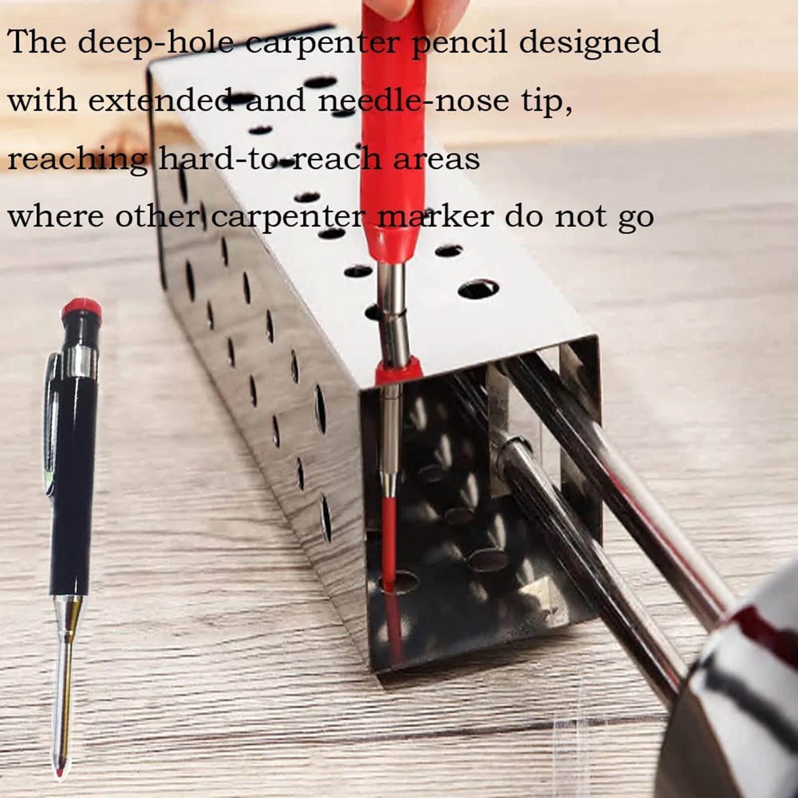 APPLAYERR Carpenter Pencil With Integrated Sharpener 40mm Extension Needle Nose For Multi Material Surface Marking Application