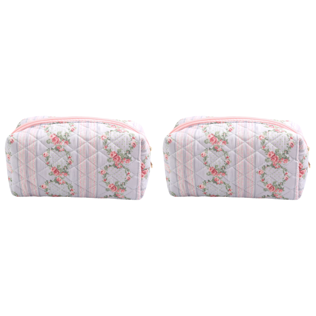 Bolso Cosmético Floral para Mujer Acolchado Algodón Diario Niñas () Azul
