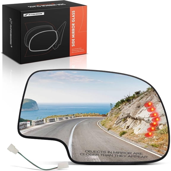 A-Premium Passenger Side Heated Mirror Glass - Compatible with 2003-2007 Chevy Avalanche, Silverado, Suburban, Tahoe & GMC Sierra, Yukon & Cadillac Escalade - Exterior Side View Mirror w/Turn Signal