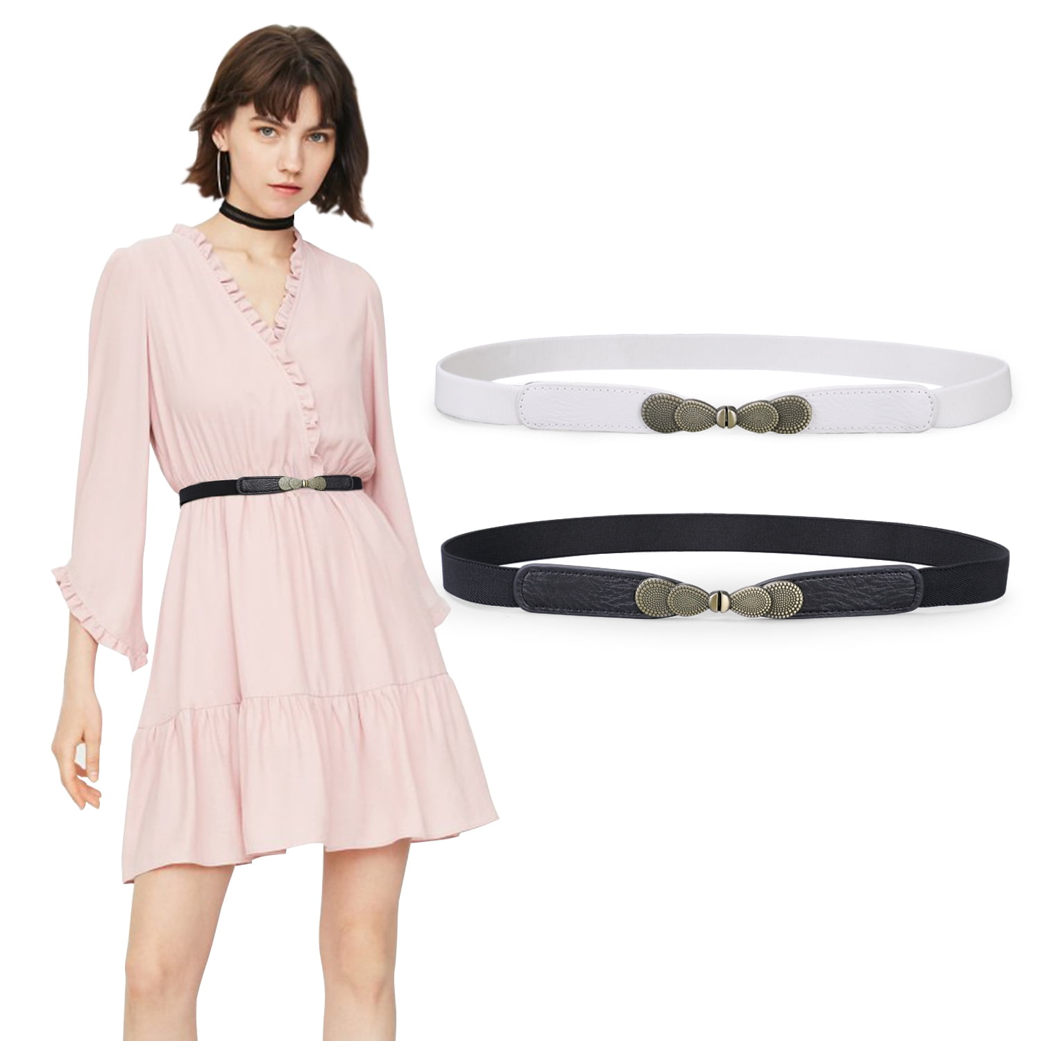 WHIPPY Women's Elastic Belts, Skinny Stretch Belt for Dress